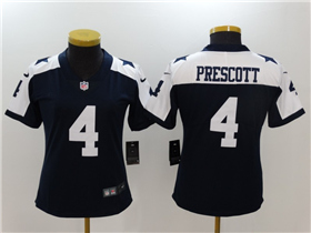 Dallas Cowboys #4 Dak Prescott Women's Thanksgiving Blue Vapor Limited Jersey