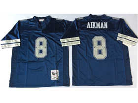 Dallas Cowboys #8 Troy Aikman 1994 Throwback Navy Blue Jersey