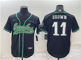 Philadelphia Eagles #11 A.J. Brown Black Baseball Cool Base Jersey