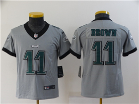 Philadelphia Eagles #11 A.J. Brown Youth Gray Inverted Limited Jersey