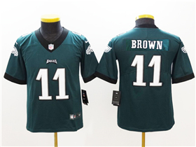 Philadelphia Eagles #11 A.J. Brown Youth Green Vapor Limited Jersey