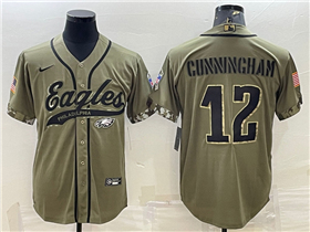 Philadelphia Eagles #12 Randall Cunningham Olive Salute To Service Baseball Jersey