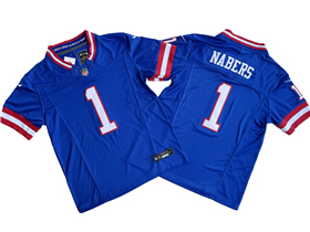 New York Giants #1 Malik Nabers Royal Classic Vapor F.U.S.E. Limited Jersey