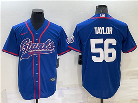 New York Giants #56 Lawrence Taylor Blue Baseball Cool Base Jersey