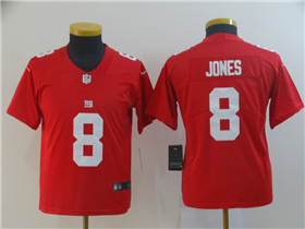 New York Giants #8 Daniel Jones Youth Red Inverted Limited Jersey