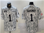 New York Jets #1 Sauce Gardner Arctic Camo 2024 Salute To Service Limited Jersey