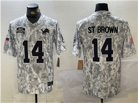 Detroit Lions #14 Amon-Ra St. Brown Arctic Camo 2024 Salute To Service Limited Jersey