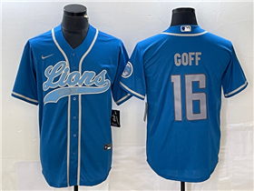 Detroit Lions #16 Jared Goff Light Blue Baseball Cool Base Jersey