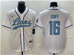 Detroit Lions #16 Jared Goff White Baseball Cool Base Jersey