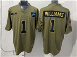 Detroit Lions #1 Jameson Williams Olive 2025 Salute To Service Limited Jersey
