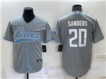 Detroit Lions #20 Barry Sanders Gray Baseball Cool Base Jersey