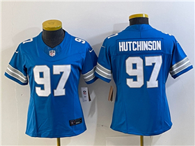 Detroit Lions #97 Aidan Hutchinson Women's 2024 Blue Vapor F.U.S.E. Limited Jersey