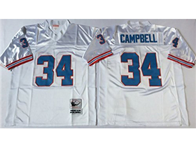Houston oilers #34 Earl Campbell Throwback White Jersey