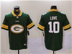 Green Bay Packers #10 Jordan Love Green Team Big Logo Vapor Limited Jersey