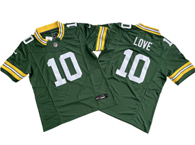 Green Bay Packers #10 Jordan Love Green Vapor F.U.S.E Limited Jersey