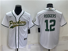 Green Bay Packers #12 Aaron Rodgers White Baseball Cool Base Jersey