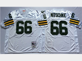 Green Bay Packers #66 Ray Nitschke 1966 Throwback White Jersey