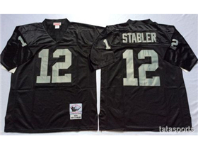 Oakland Raiders #12 Ken Stabler 1976 Throwback Black Jersey