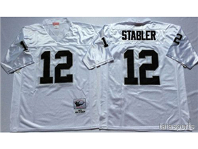 Oakland Raiders #12 Ken Stabler 1976 Throwback White Jersey