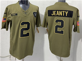 Las Vegas Raiders #2 shton Jeanty Olive 2025 Salute To Service Limited Jersey