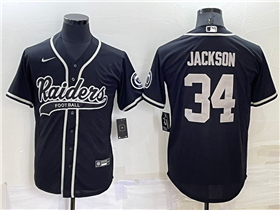 Las Vegas Raiders #34 Bo Jackson Black Baseball Cool Base Jersey