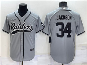 Las Vegas Raiders #34 Bo Jackson Gray Baseball Cool Base Team Jersey