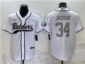 Las Vegas Raiders #34 Bo Jackson White/Silver Baseball Cool Base Jersey