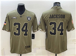 Las Vegas Raiders #34 Bo Jackson 2022 Olive Salute To Service Limited Jersey