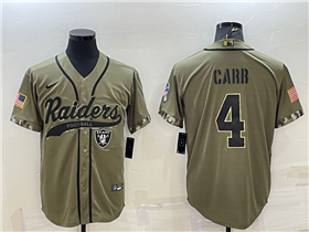 Las Vegas Raiders #4 Derek Carr Olive Salute To Service Baseball Team Jersey