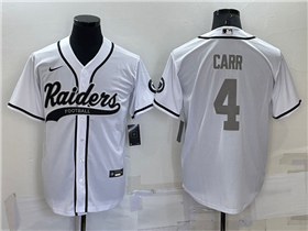 Las Vegas Raiders #4 Derek Carr White/Silver Baseball Cool Base Jersey