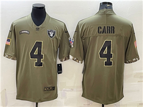 Las Vegas Raiders #4 Derek Carr 2022 Olive Salute To Service Limited Jersey