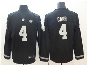 Las Vegas Raiders #4 Derek Carr Black Therma Long Sleeve Jersey