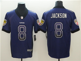 Baltimore Ravens #8 Lamar Jackson Purple Drift Fashion Limited Jersey