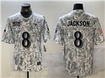 Baltimore Ravens #8 Lamar Jackson Arctic Camo 2024 Salute To Service Limited Jersey