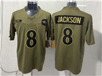 Baltimore Ravens #8 Lamar Jackson Olive 2025 Salute To Service Limited Jersey