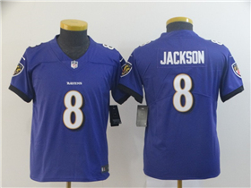 Baltimore Ravens #8 Lamar Jackson Youth Purple Vapor Limited Jersey