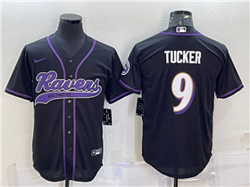 Baltimore Ravens #9 Justin Tucker Black Baseball Jersey