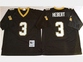 New Orleans Saints #3 Bobby Hebert Throwback Black Jersey