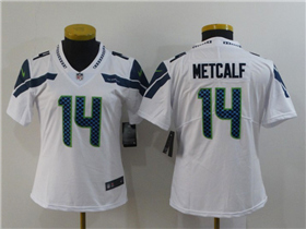 Seattle Seahawks #14 DK Metcalf Women's White Vapor Limited Jersey