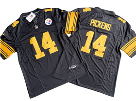 Pittsburgh Steelers #14 George Pickens Color Rush Black Vapor F.U.S.E. Limited Jersey