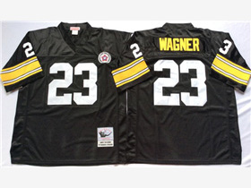 Pittsburgh Steelers #23 Mike Wagner 1975 Throwback Black Jersey