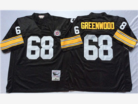 Pittsburgh Steelers #68 L.C. Greenwood 1975 Throwback Black Jersey