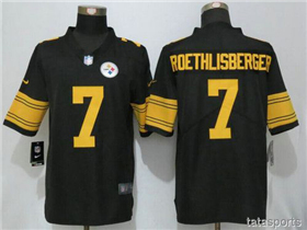 Pittsburgh Steelers #7 Ben Roethlisberger Black Color Rush Limited Jersey