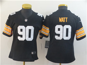 Pittsburgh Steelers #90 T.J. Watt Women's Alternate Black Vapor Limited Jersey