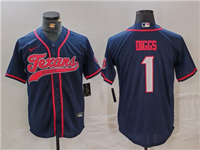 Houston Texans #1 Stefon Diggs Navy Baseball Limited Jersey