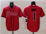 Houston Texans #1 Stefon Diggs Red Baseball Limited Jersey