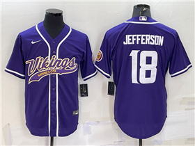 Minnesota Vikings #18 Justin Jefferson Purple Baseball Cool Base Jersey