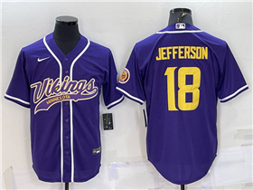 Minnesota Vikings #18 Justin Jefferson Purple/Gold Baseball Cool Base Jersey