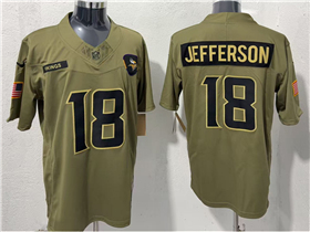 Minnesota Vikings #18 Justin Jefferson Olive 2025 Salute To Service Limited Jersey