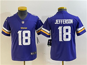 Minnesota Vikings #18 Justin Jefferson Youth Purple Vapor Limited Jersey